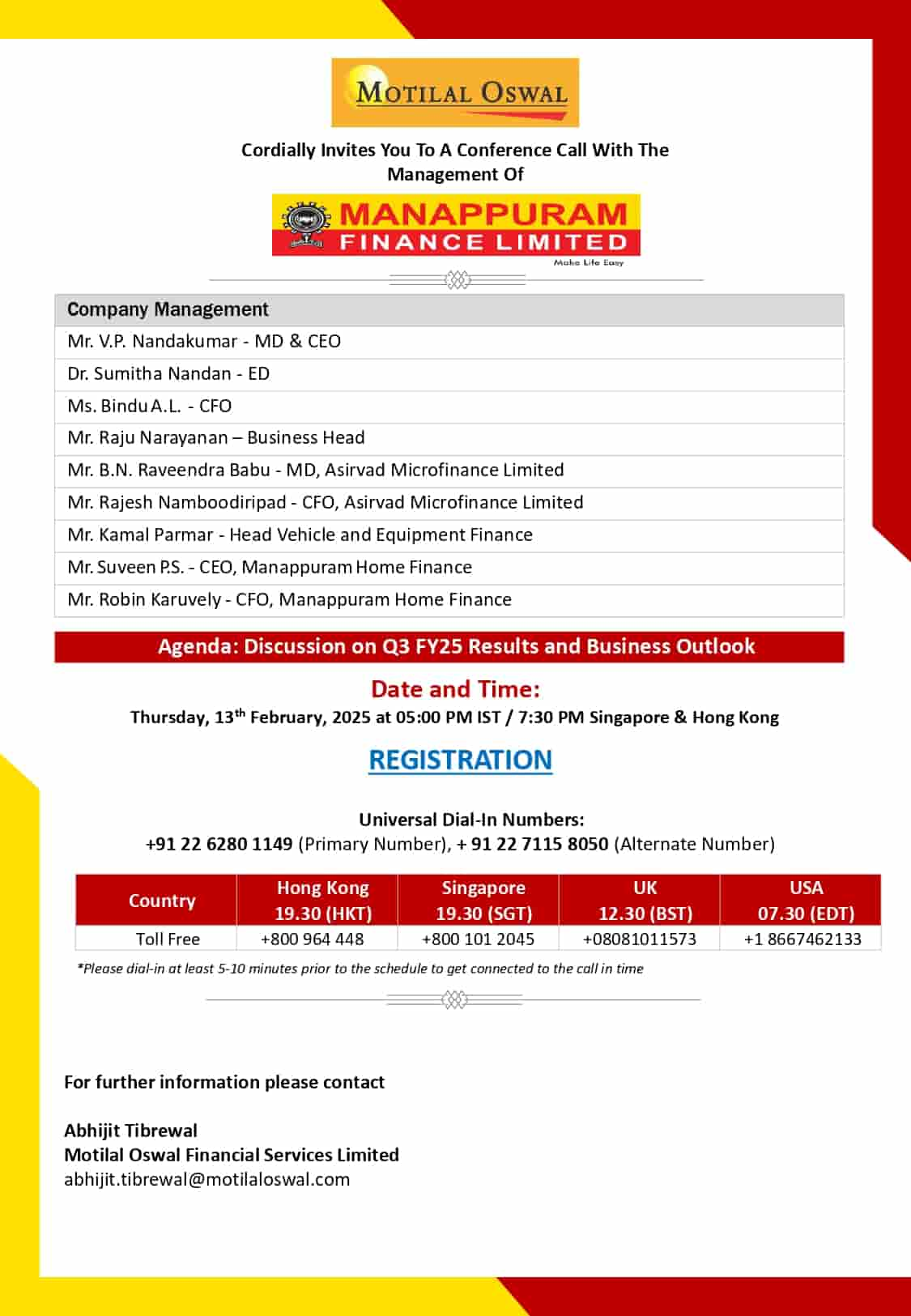 Mannapuram concall invite Q3FY25