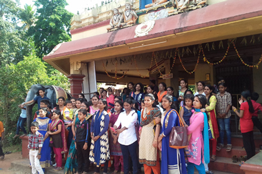 Club members pose in front of the ​Kalady SreeSankara Acharya Sthoopam